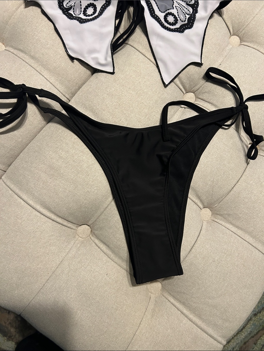Black & White Butterfly Tie-Front Bikini Set - Women's Swim - Picture 3 of 8